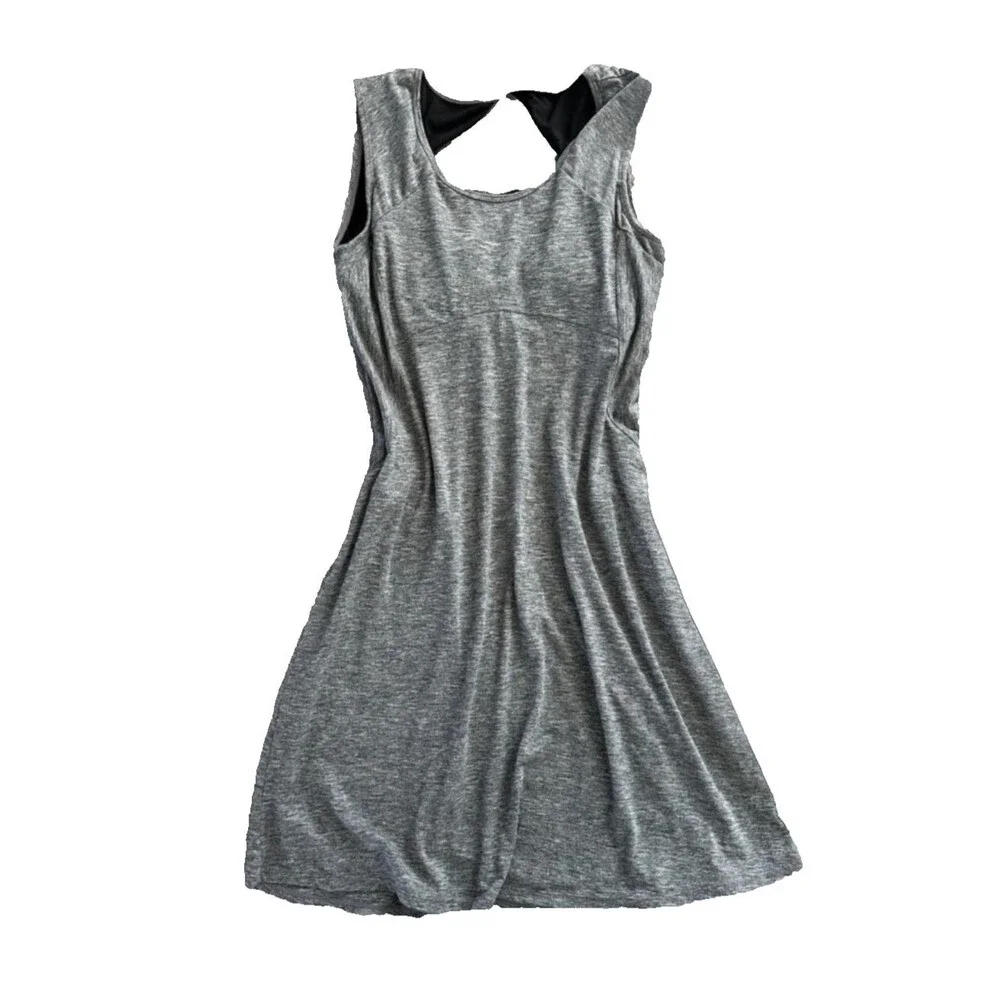 prAna Women's Large Active Dress Gray Sleeveless Built-in Bra Yoga Hiking Travel - Picture 1 of 6